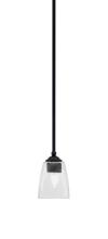 Toltec Company 560-MB-461 - Zilo Stem Mini Pendant, Matte Black Finish, 4.5" Square Clear Bubble Glass