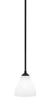 Toltec Company 560-MB-4761 - Zilo Stem Mini Pendant, Matte Black Finish, 6.25" White Marble Glass