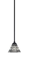 Toltec Company 560-MB-9105 - Zilo Stem Mini Pendant, Matte Black Finish, 7" Pewter Art Glass