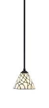 Toltec Company 560-MB-9115 - Zilo Stem Mini Pendant, Matte Black Finish, 7" Sandhill Art Glass