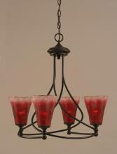 Toltec Company 904-DG-726 - Four Light Dark Granite Raspberry Crystal Glass Up Chandelier