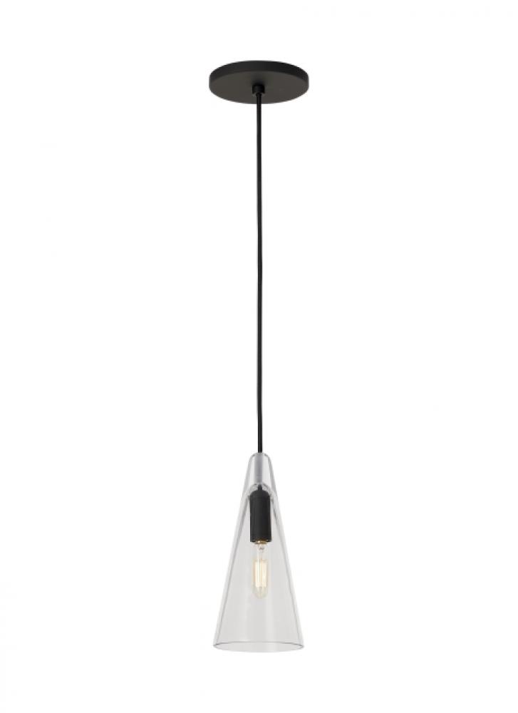 Sean Lavin Lustra 1-LT dimmable small accent pendant with nightshade black finish and glass shade