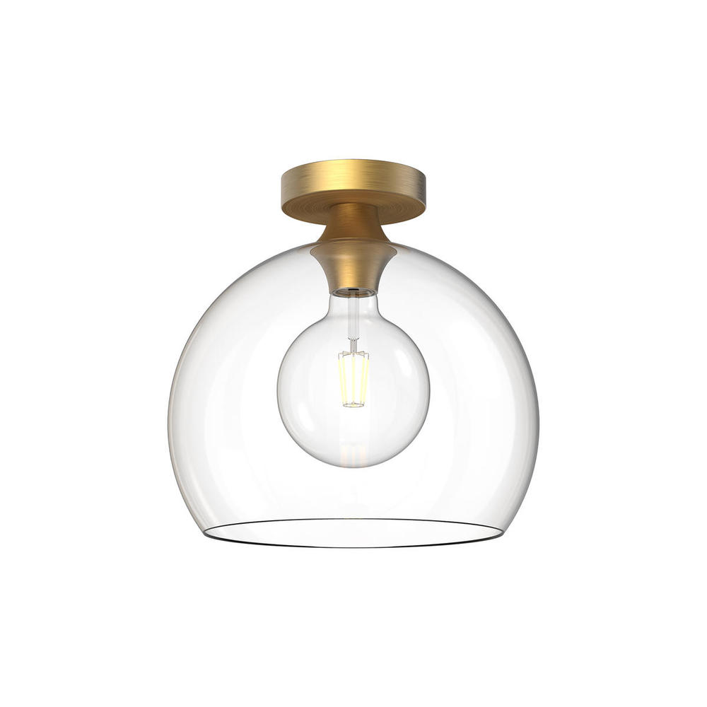 Castilla 12-in Aged Gold/Clear Glass 1 Light Flush Mount