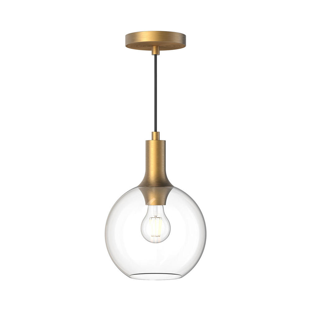 Castilla 8-in Aged Gold/Clear Glass 1 Light Pendant