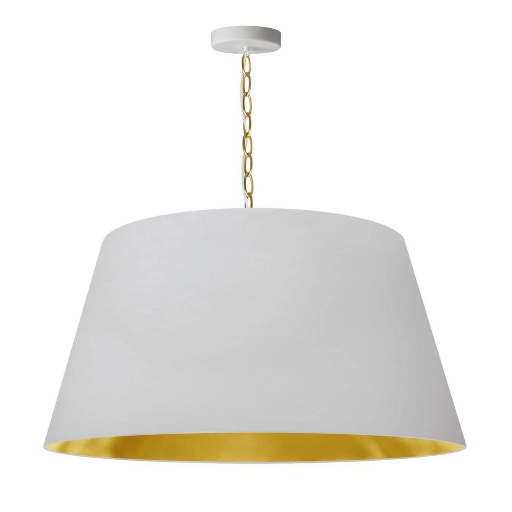 1 Light Brynn LG Pendant, White/Gold Shade, Aged Brass