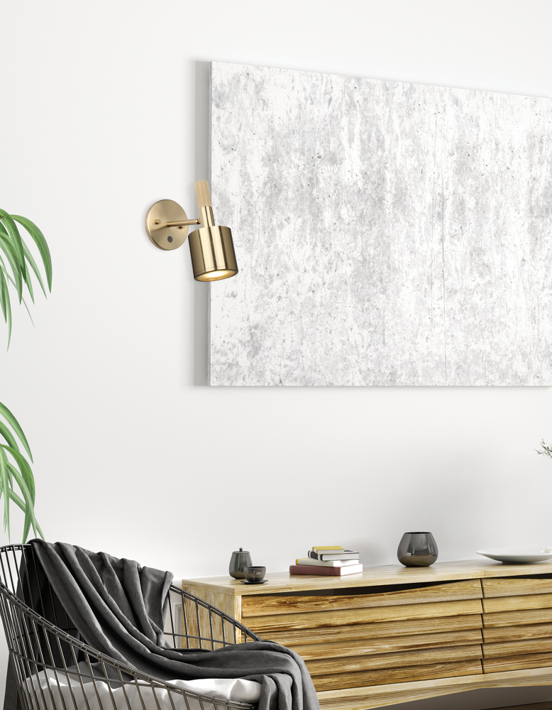 1 Light Halogen Wall Satin Chrome Aged Brass with Frosted Diffuser