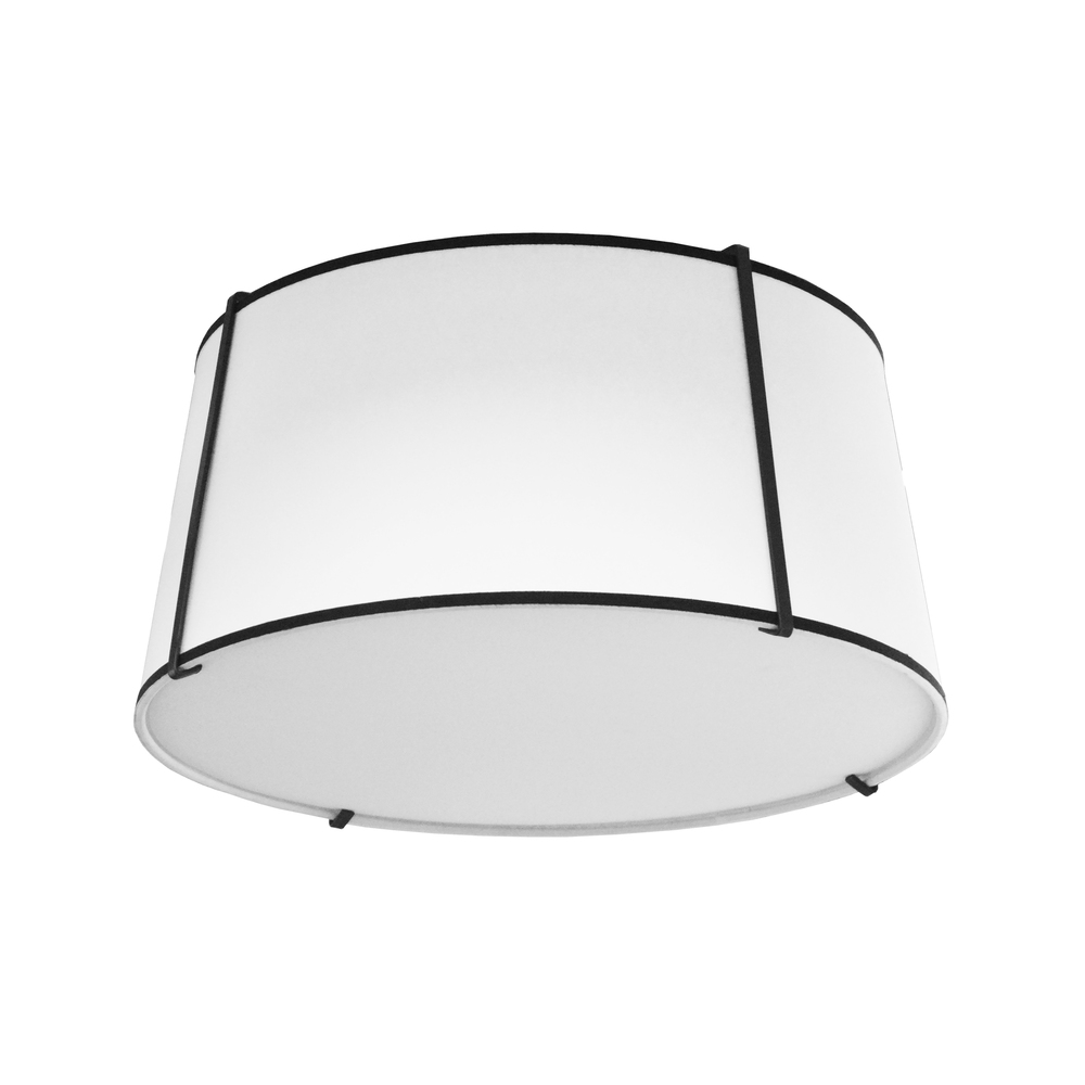 3 Light Trapezoid Flush Mount Black White Shade with 790 Diffuser