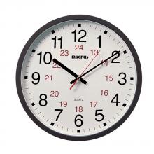 Dainolite 22502-BK - 12/24 Hour Clock, Black, Sweep Style Second Hand, Glass Face