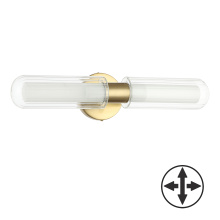 Dainolite BBA-192W-AGB - 2LT Wall Sconce, AGB w/ CLR Fluted Glass