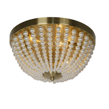 Dainolite DAW-143FH-AGB-WH - 3LT Incandescent Flush-Mount, Aged Brass w/ Pearls