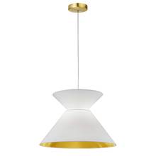 Dainolite PAT-181P-AGB-692 - 1 Light Patricia Pendant, Aged Brass with White/Gold Shade