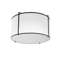 Dainolite TRA-121FH-BK-WH - 2 Light Flush Mount Drum Black Shade w/ White Fabric Diffuser