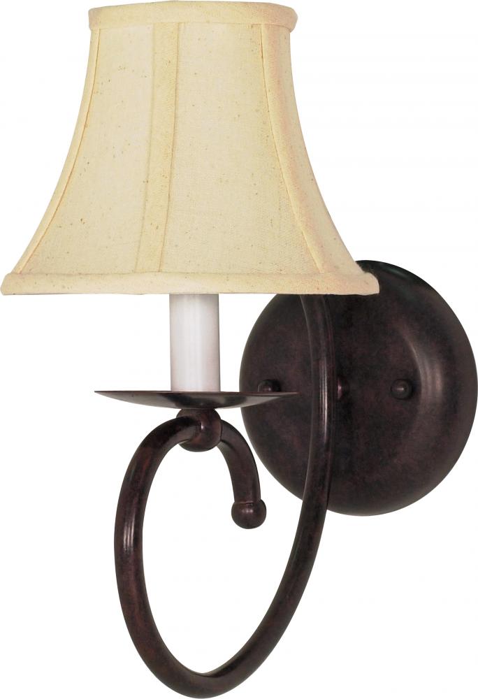 1-Light 6" Wall Sconce in Old Bronze Finish with Natural Linen Shade