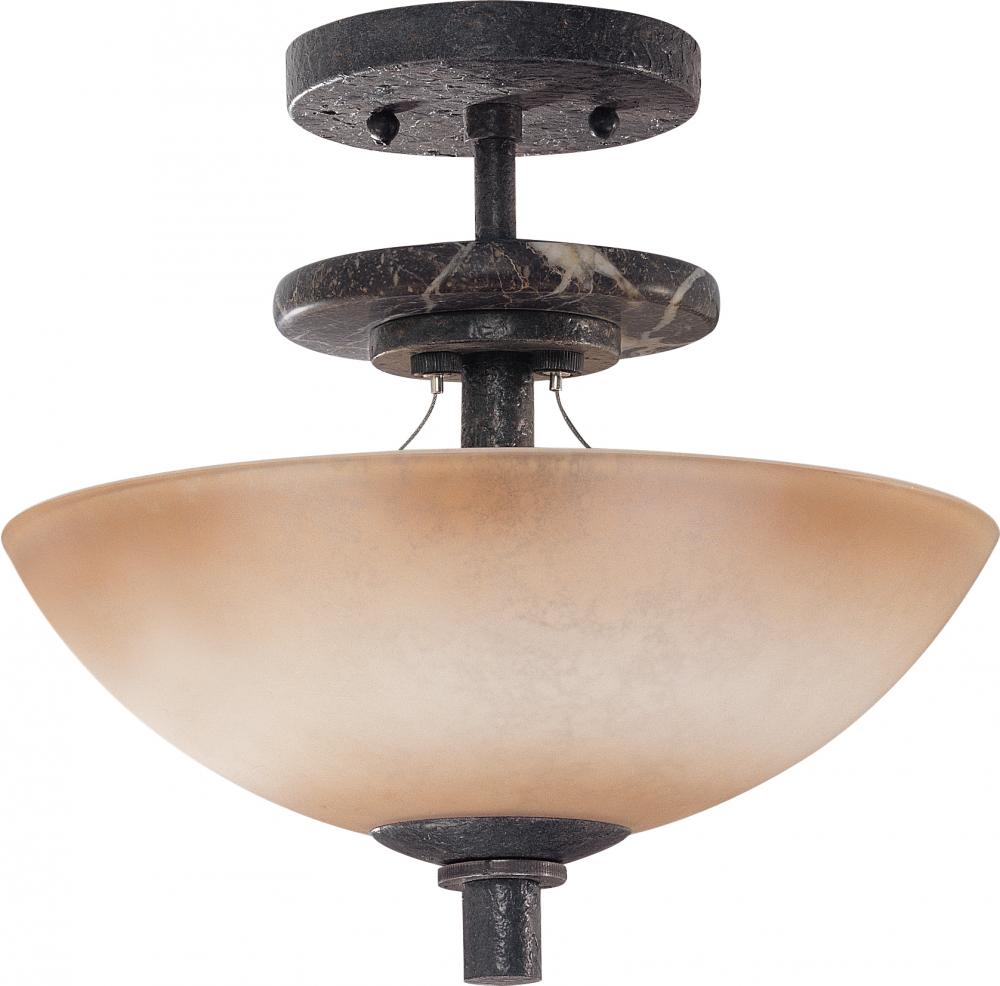 Madison; 3 Light; Semi-Flush Dome with Toffee Crunch Glass