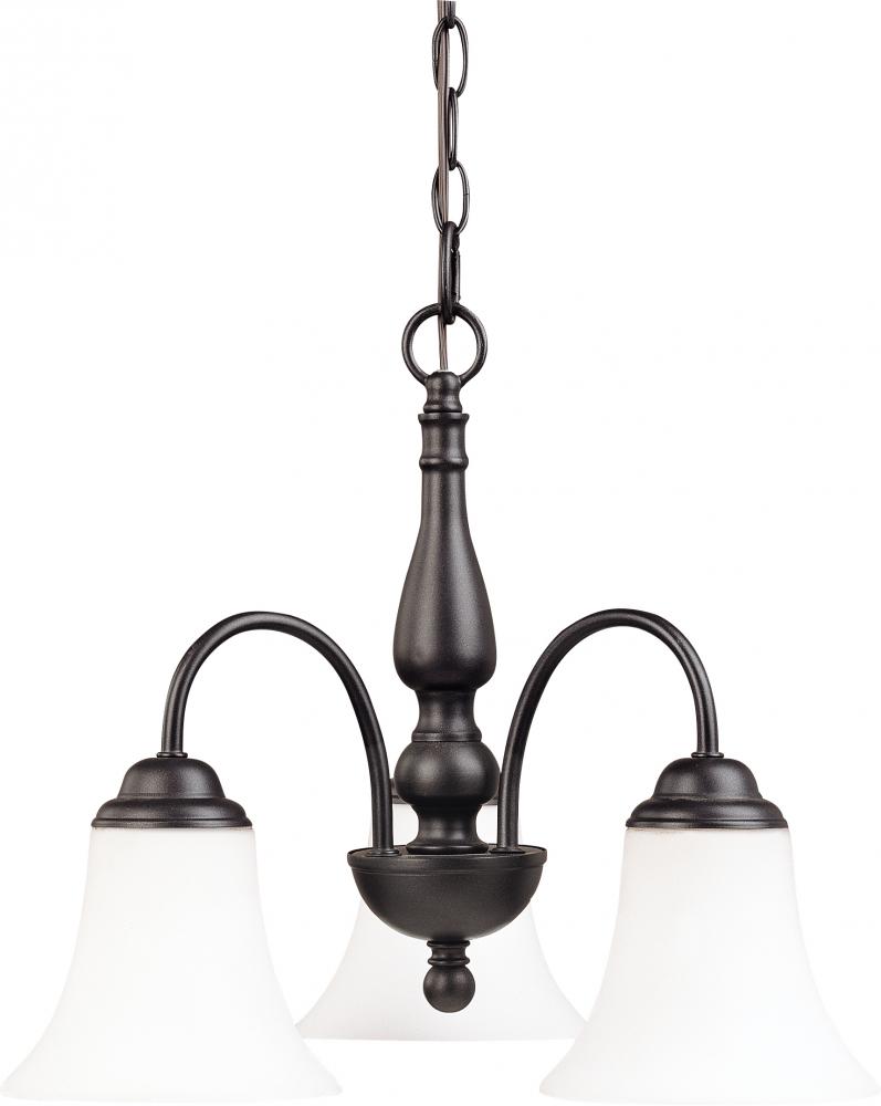 Dupont - 3 Light Chandelier with Satin White Glass - Dark Chocolate Bronze Finish