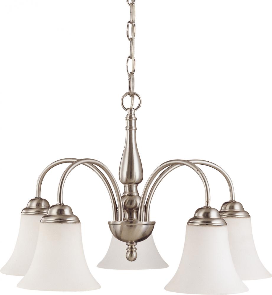 5-Light Brushed Nickel Chandelier with White Satin Glass and (5) 13W GU24 Bulbs Included