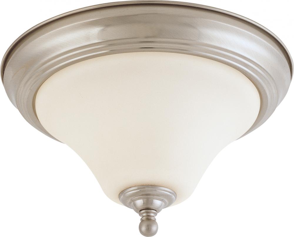 1-Light Small Dome Flush Mount Ceiling Light in Brushed Nickel Finish with White Satin Glass and (1)