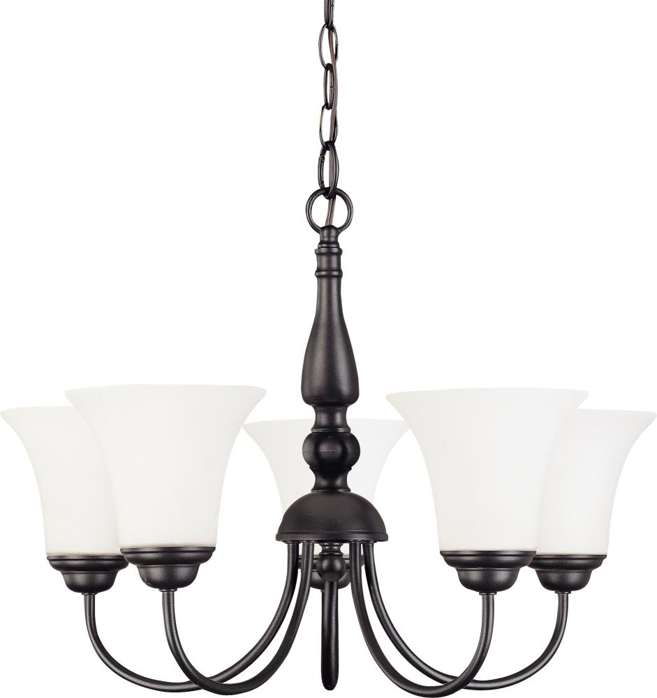 5-Light Dark Chocolate Bronze Chandelier with White Satin Glass and (5) 13W GU24 Bulbs Included