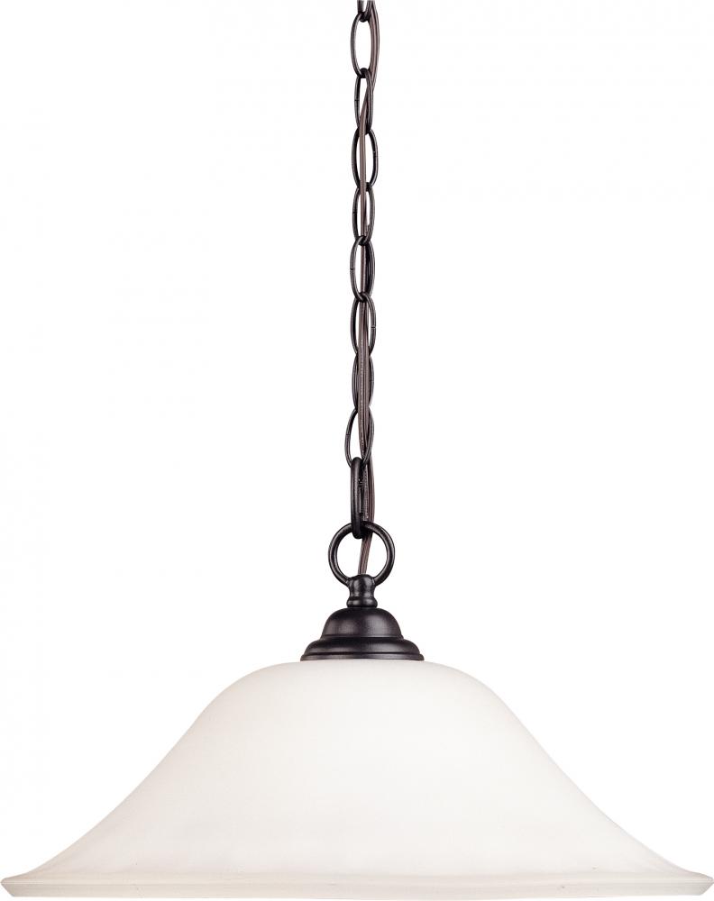 1-Light Hanging Dome Pendant Light Fixture in Dark Chocolate Bronze and White Satin Glass and (1)