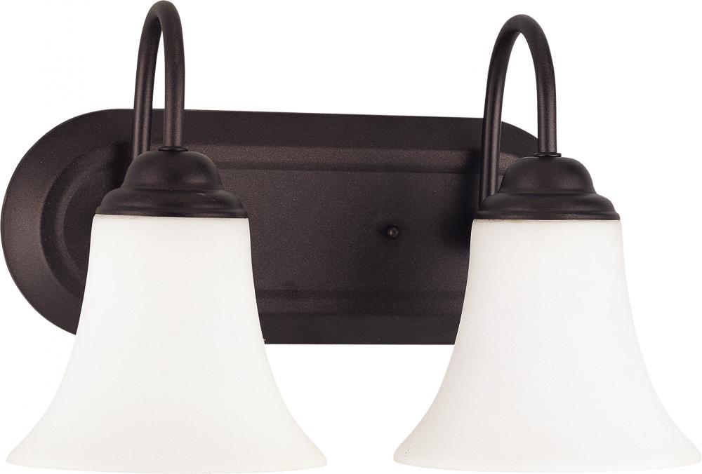 2-Light Vanity Fixture in Dark Chocolate Bronze and White Satin Glass and (2) 13W GU24 Bulbs