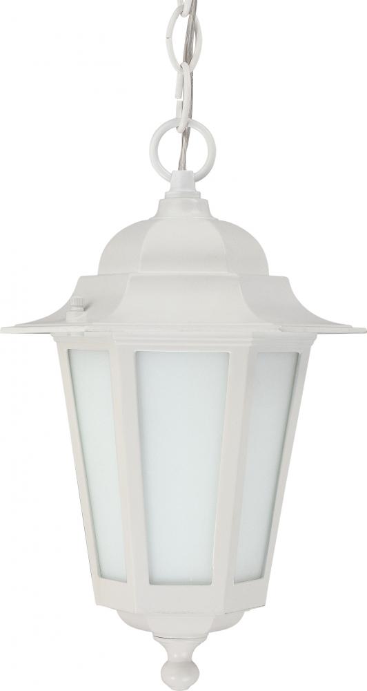 1-Light Outdoor Hanging Lantern with Photocell in White Finish and Frosted Glass. (1) 13W GU24 Bulb