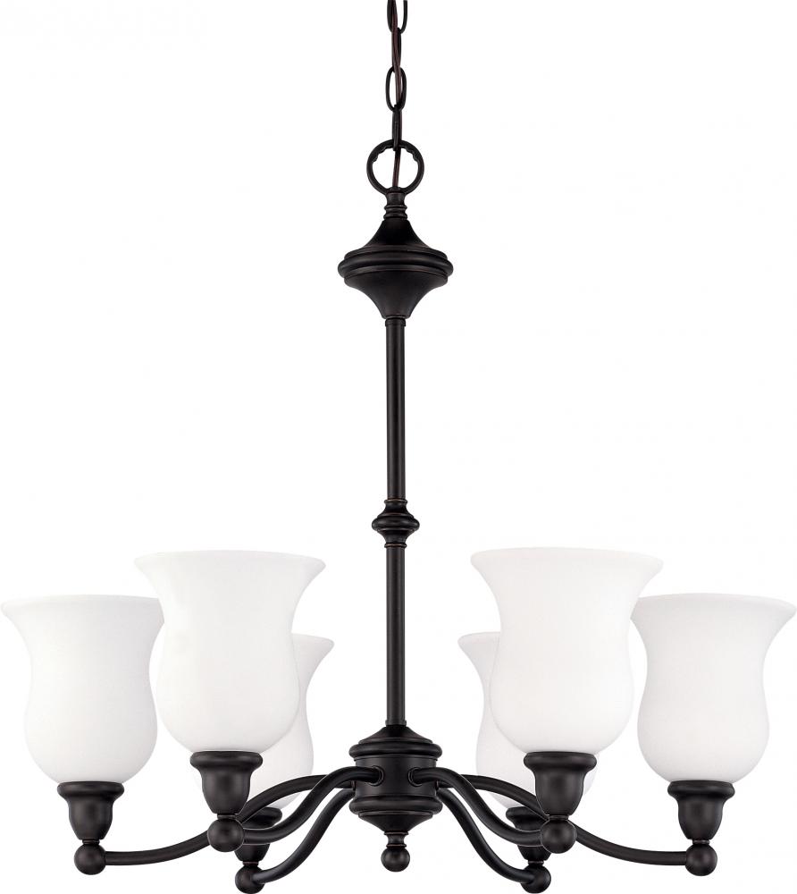 Glenwood ES; 6 Light; Chandelier with Satin White Glass; Lamp Included