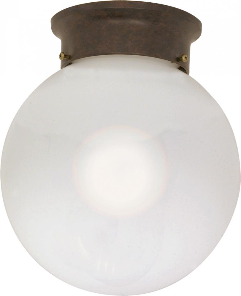 1-Light 8" Ball Ceiling Light in Old Bronze Finish with White Glass