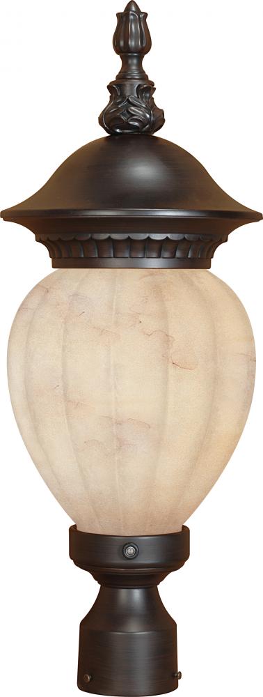 Balun ES; 3 Light; Post Lantern with Honey Marble Glass; Lamp Included