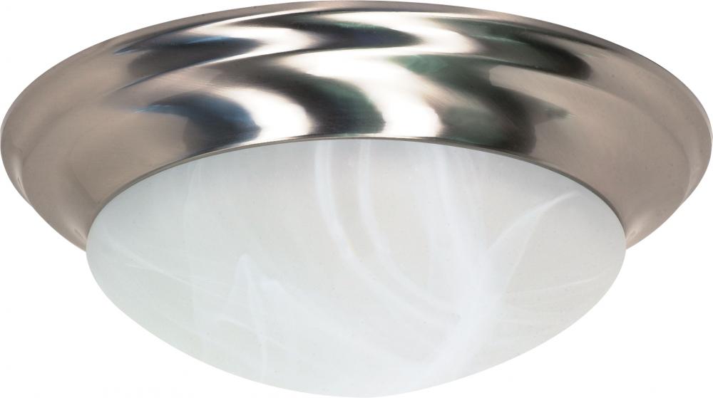 3 Light - 17" Flush with Alabaster Glass - Brushed Nickel Finish