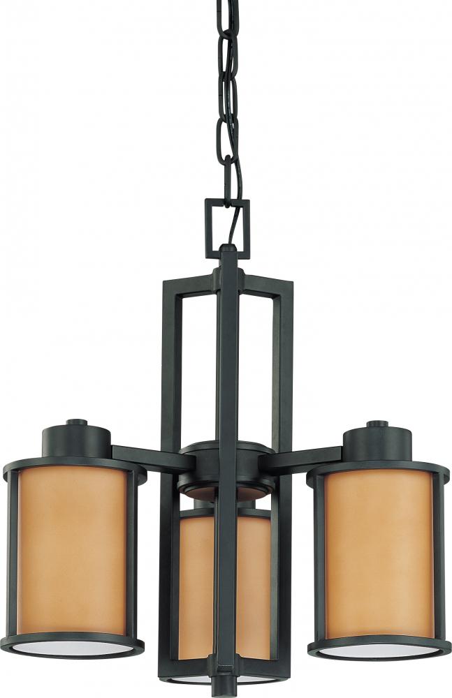 Odeon - 3 Light (convertible up/down) Chandelier w/ Parchment Glass