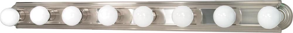 8-Light Racetrack Style Vanity Light Fixture in Brushed Nickel Finish and (8) 15W GU24 Lamps