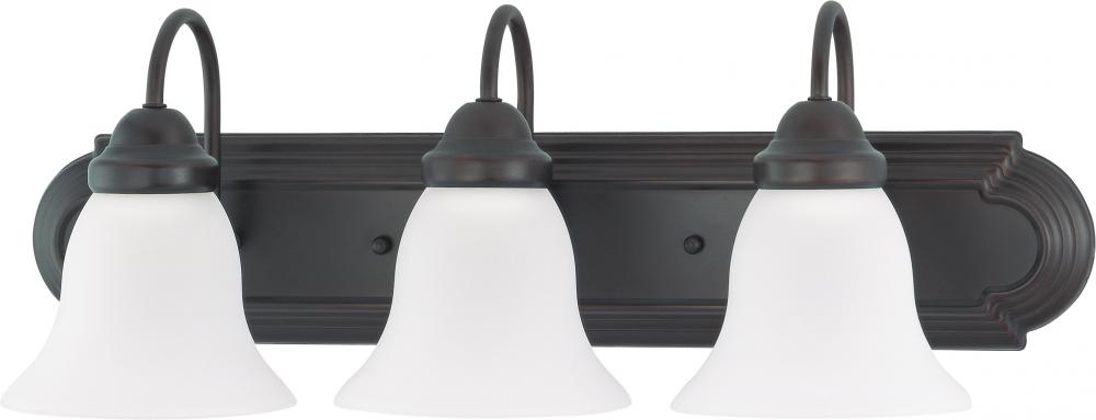 3-Light Vanity Light Fixture in Mahogany Bronze Finish with Frosted Glass and (3) 13W GU24 Lamps