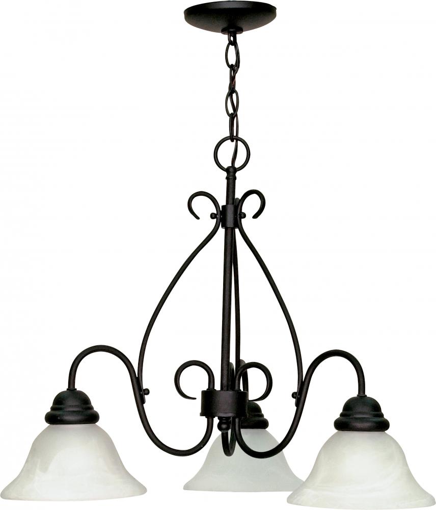 Castillo - 3 Light Chandelier with Alabaster Swirl Glass - Textured Flat Black Finish