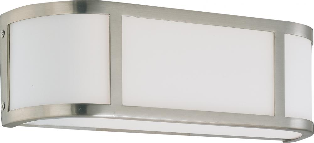 2-Light Wall Sconce in Brushed Nickel Finish with White Satin Glass and (2) 13W GU24 Lamps Included