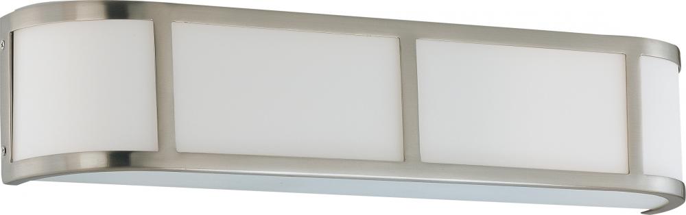 3-Light Wall Sconce in Brushed Nickel Finish with White Satin Glass and (3) 13W GU24 Lamps Included