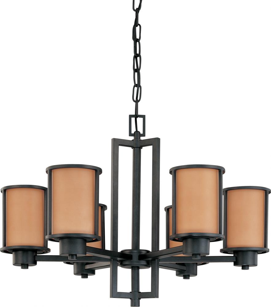 Odeon ES - 6 Light Chandelier w/ Parchment Glass - (6) 13w GU24 Lamps Included