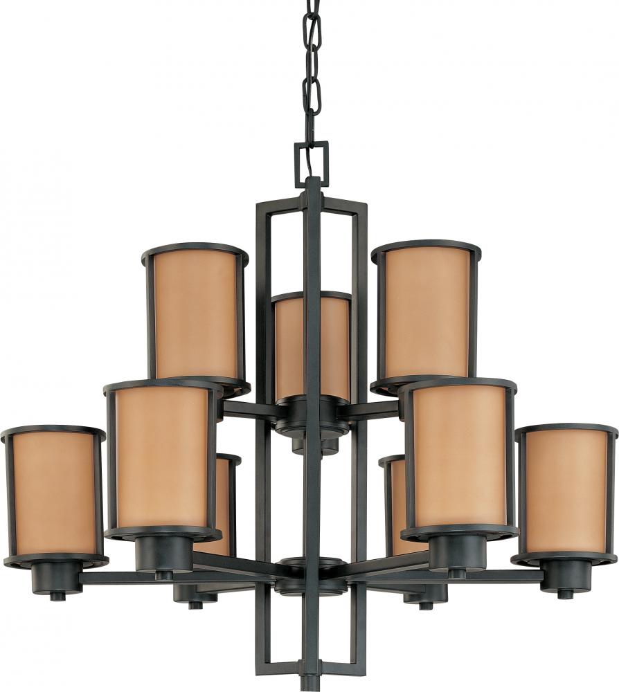 Odeon ES - 9 Light Chandelier w/ Parchment Glass - (9) 13w GU24 Lamps Included