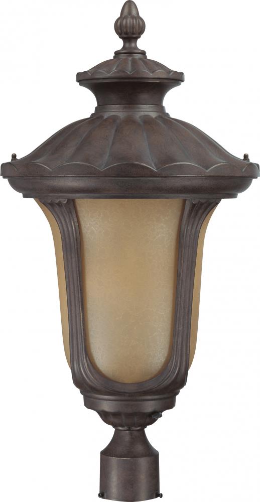 1-Light Large Outdoor Post Lantern with Photocell in Fruitwood Finish and (1) 23W GU24 Lamp Included