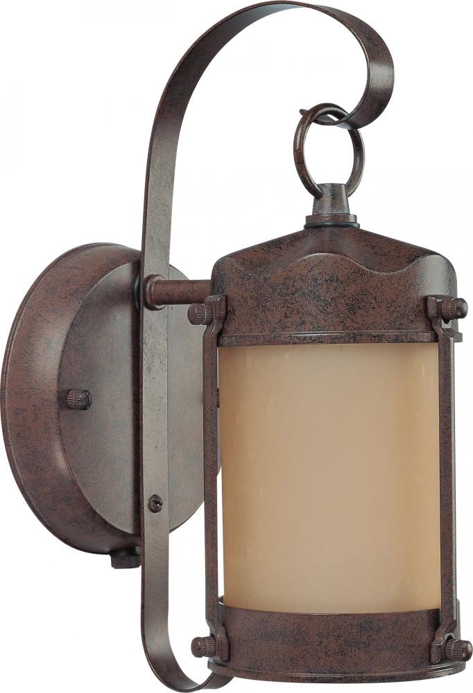 1-Light Piper Lantern Outdoor Light Fixtures with Photocell in Old Bronze Finish with Champagne