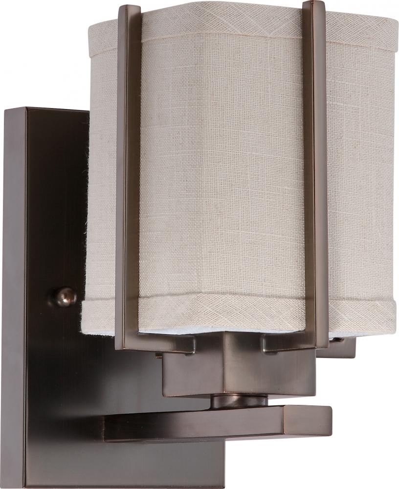 Logan ES - 1 Light Vanity w/ Khaki Fabric Shade - (1) 13w GU24 Lamp Included