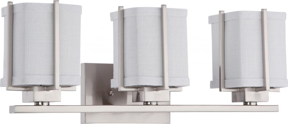 Logan ES - 3 Light Vanity w/ Slate Gray Fabric Shade - (3) 13w GU24 Lamps Included