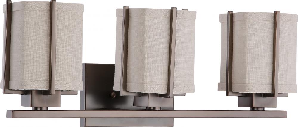 Logan - 3 Light Vanity w/ Khaki Fabric Shade - (3) 13w GU24 Lamps Included