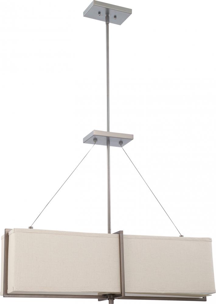 Logan - 4 Light Square Pendant w/ Khaki Fabric Shade - (4) 13w GU24 Lamps Included