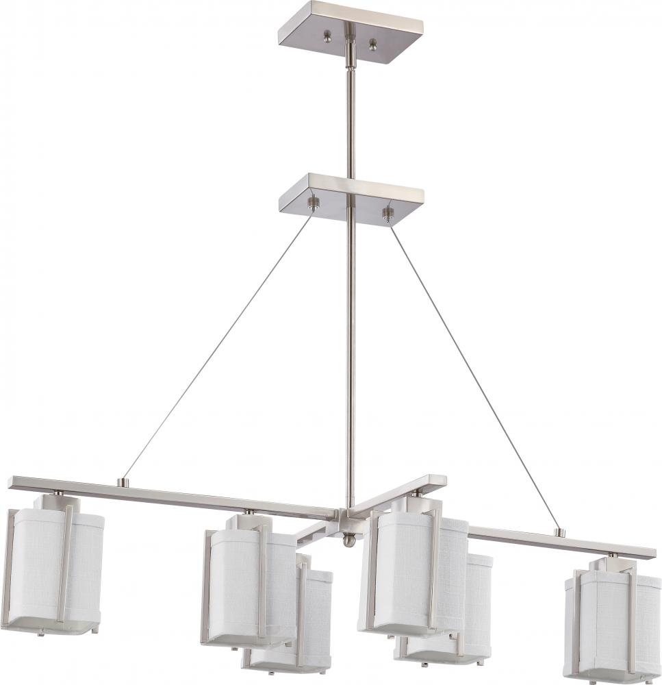 Logan - 6 Light Island Pendant w/ Slate Gray Fabric Shade - (6) 13 GU24 Lamps Incl.