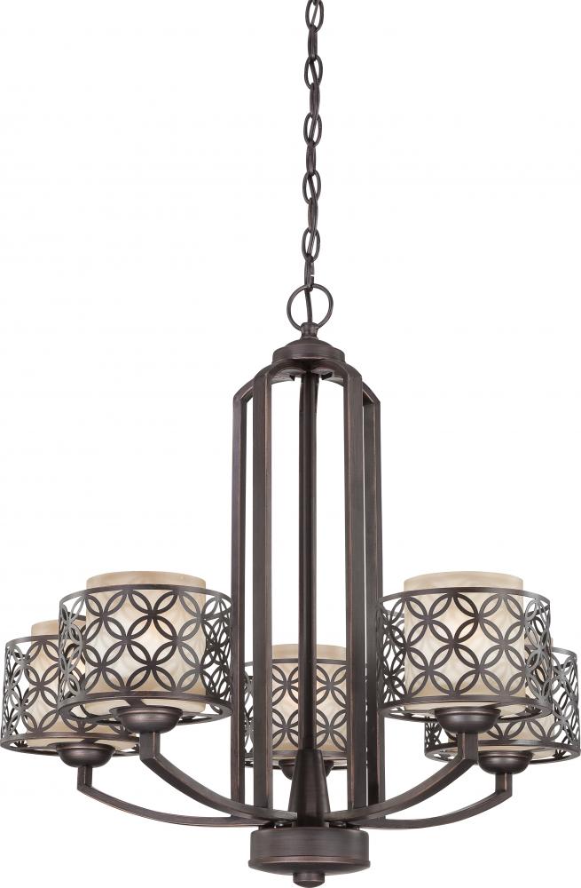 Margaux - 5 Light Chandelier w/ Chestnut Glass