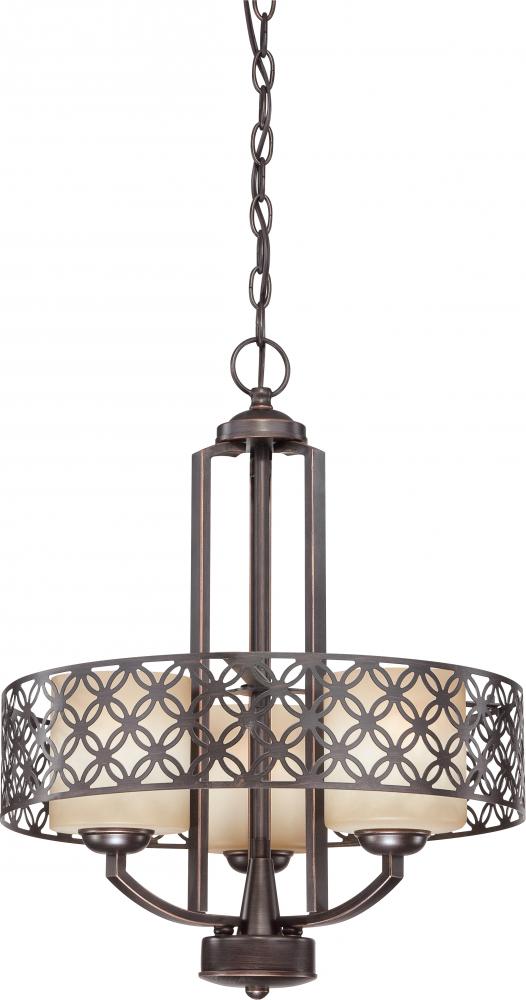 Margaux - 3 Light Chandelier w/ Chestnut Glass