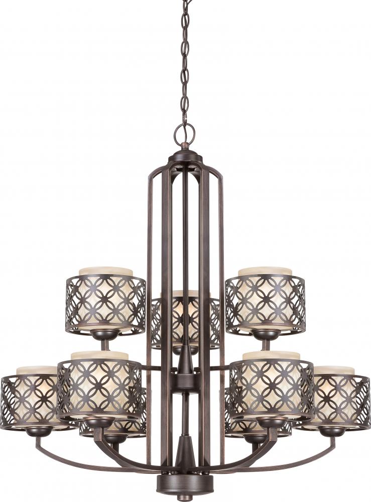 Margaux - 9 Light Chandelier w/ Chestnut Glass