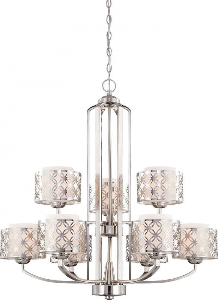 Margaux - 9 Light Chandelier w/ Satin White Glass