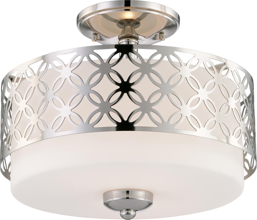 Margaux - 2 Light Semi Flush Fixture w/ Satin White Glass