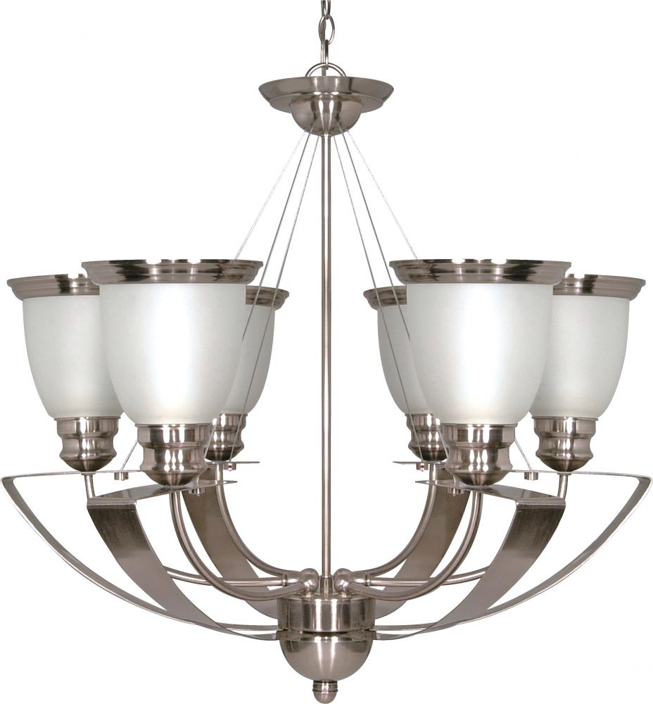 6-Light Chandelier in Smoked Nickel Finish with Satin Frosted Glass and (6) 13W GU24 Bulbs Included